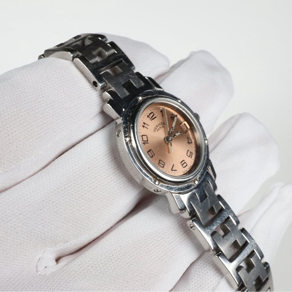 Hermes Clipper CL4.210 Quartz Pink Gold Dial Watch Wristwatch - Picture 5 of 10